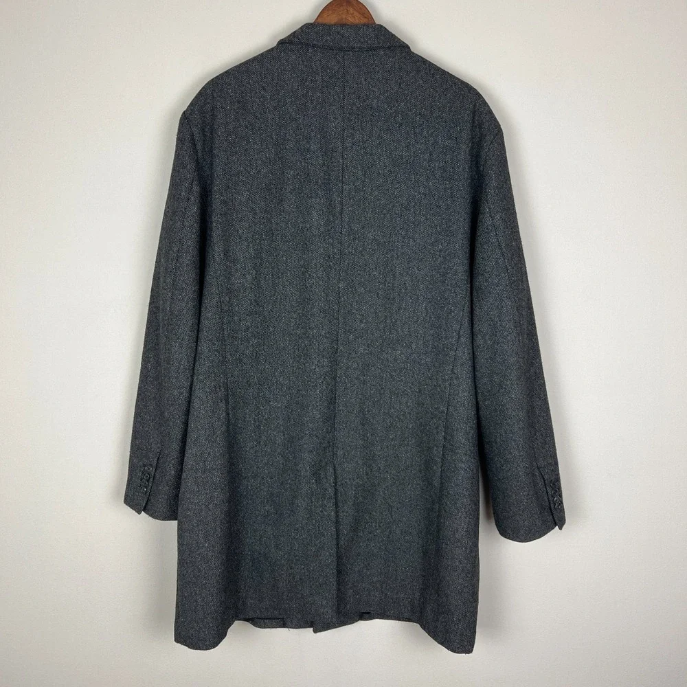 Banana Republic Overcoat Mens XL‎ Gray Top Coat Hidden Buttons Preppy Office